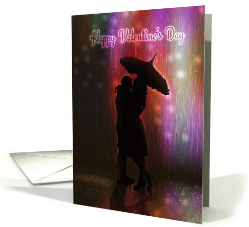 Kissing Me In The Rain Valentine's Day Couple card (1219056)