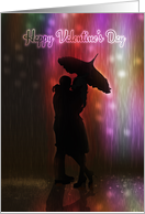 Kissing Me In The Rain Valentine’s Day Couple card