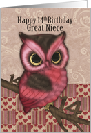 Great Niece 14th Birthday With Pretty Owl card