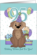 95th Birthday Dog In Party Hat With Balloons And Gifts card