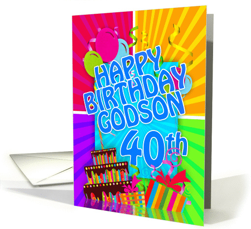 Godson 40th Birthday With Balloons And Cake card (1244870)
