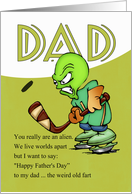 Dad, Father’s Day Humorous Hockey Alien card