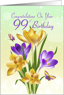 99th Birthday Yellow And Purple Crocus With Matching Butterflies card