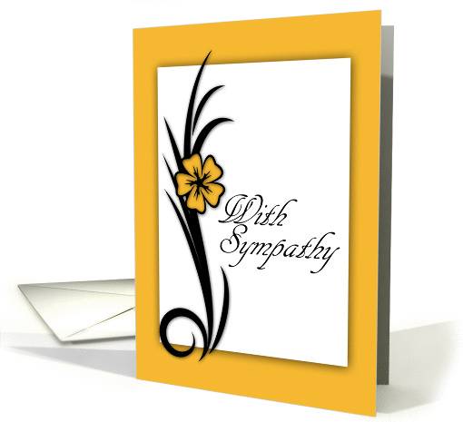 With Sympathy, understated, simple, stylish in yellow and black card