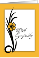 With Sympathy, understated, simple, stylish in yellow and black card