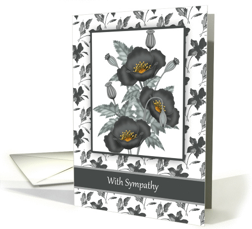 Business Sympathy Stylish Black And Gold Poppies card (1297678)