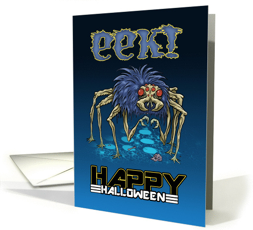 Eek! Happy Halloween Blue Haired Creepy Spider card (1328190)