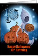 10th Birthday Halloween Ghost And Pumpkins card