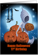 11th Birthday Halloween Ghost And Pumpkins card