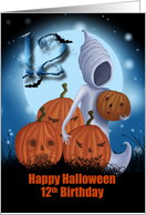 12th Birthday Halloween Ghost And Pumpkins card