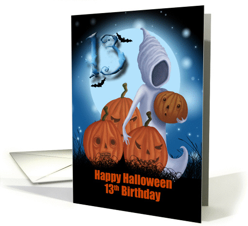 13th Birthday Halloween Ghost And Pumpkins card (1329786)