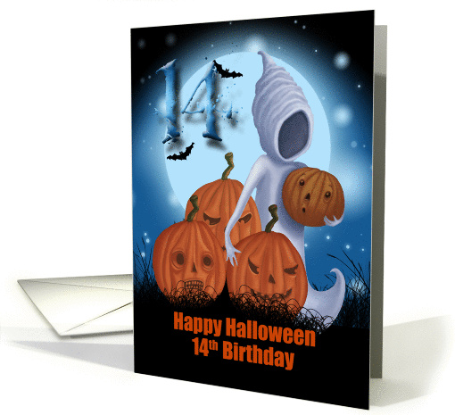 14th Birthday Halloween Ghost And Pumpkins card (1329788)
