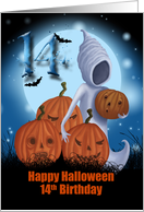 14th Birthday Halloween Ghost And Pumpkins card