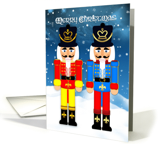 Nutcracker Solder In Blue And Red With Christmas Scene card (1344484)