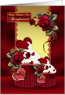 Boyfriend Stylish Valentine’s Cupcake And Rose card