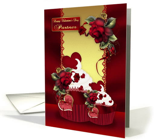 Partner Stylish Valentine's Cupcake And Rose card (1352426)