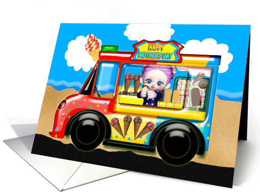 Mother's Day day ice cream sales woman truck card (1431130)