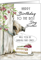 Dog Brother Birthday Cake Cute Dog Peeping Around a Fence card