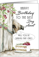 Dog Aunt Birthday Cake Cute Dog Peeping Around a Fence card