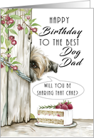 Dog Dad Birthday Cake Cute Dog Peeping Around a Fence card