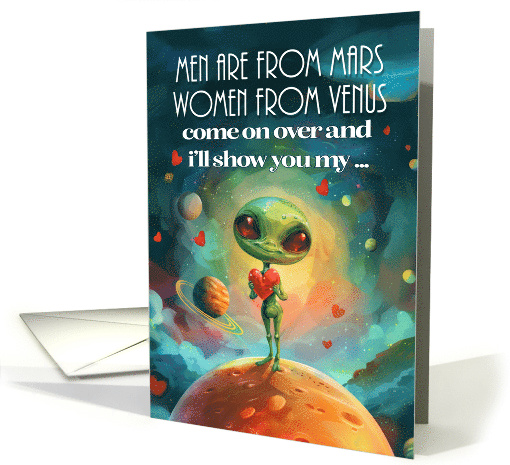 Valentine's Humor with Cute Alien Holding a Heart card (369580)