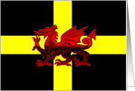 Flag Of Saint David Yellow On Black With Blended Red Dragon card
