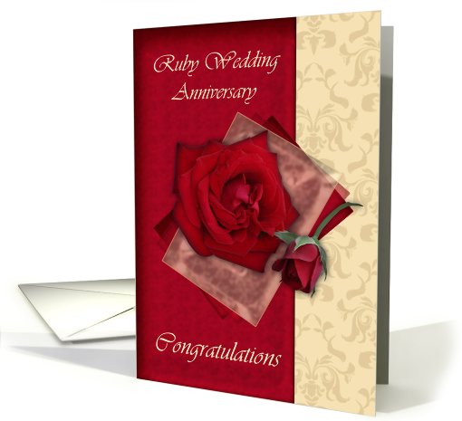 40th Ruby Wedding Anniversary congratulations card (434119)
