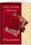 40th Ruby Wedding Anniversary congratulations card