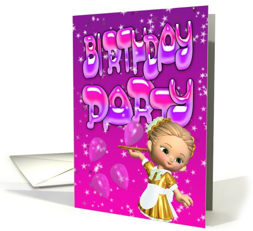 Birthday Party Invitation Card cute little glitter maid card (459352)