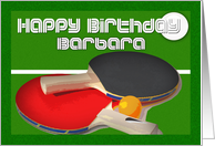 Barbara Table Tennis Birthday Card, ping pong, card