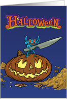 Halloween card with Goblin knife and pumpkin card