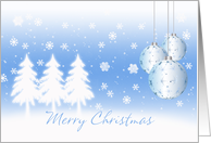 Merry Christmas Card With Baubles Trees And Snowflakes card