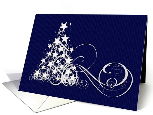 Christmas Card With Swirly Tree And Stars card (528969)