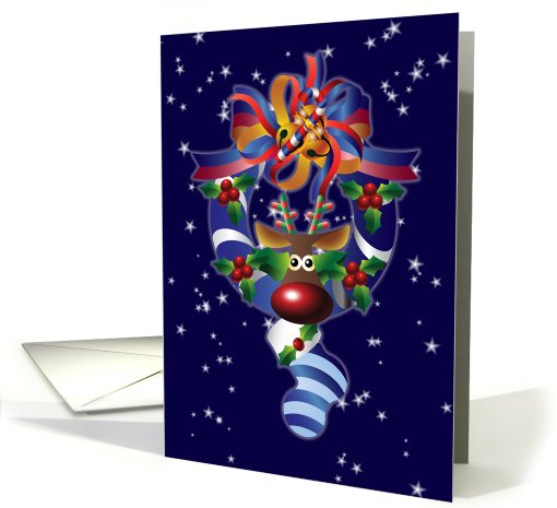 Christmas Card With Reindeer Wreath card (528973)