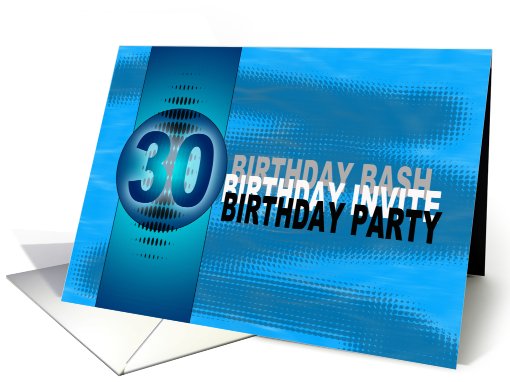 30th Birthday Party Invitation Modern Blue card (556433)