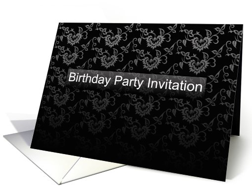 Birthday Party Invitation Modern Black card (556471)