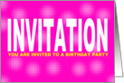 Birthday Party Invitation Pink And Bold card
