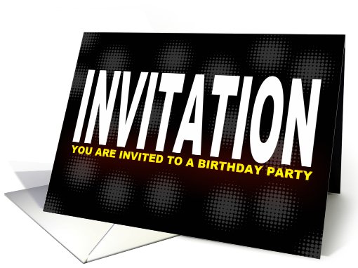Birthday Party Invitation Black And Bold card (556562)