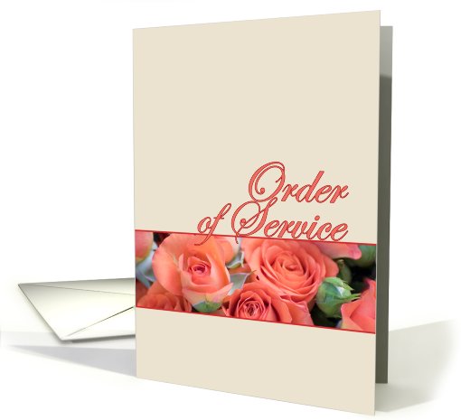 Order Of Service Wedding Card Roses Peach & Cream card (556911)