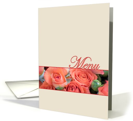 Wedding Menu Card Peach Roses Cream card (556922)