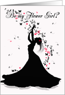 Flower Girl Wedding Request With Female Catching Flowers card