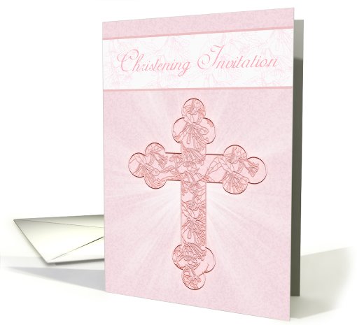 Christening Invitation With Pink Cross card (568185)