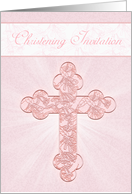 Christening Invitation With Pink Cross card