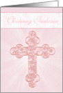 Christening Invitation With Pink Cross card