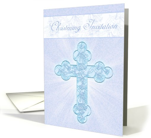 Christening Invitation With Blue Cross card (568187)