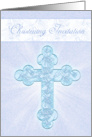 Christening Invitation With Blue Cross card