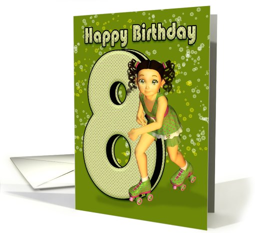 8th Birthday Card - Little Girl Skating card (583852)