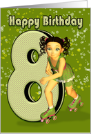 8th Birthday Card - Little Girl Skating card