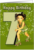 7th Birthday Card - Little Girl Skating card