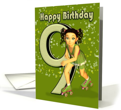 9th Birthday Card - Little Girl Skating card (583865)